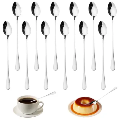 12 Latte-Macchiato-Löffel, 19,5 cm, Edelstahl, spülmaschinengeeignet