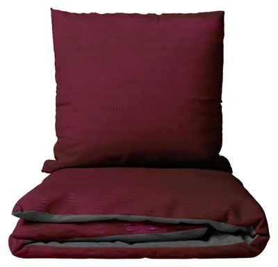 Produktbild von Mikrofaser Seersucker Bettwäsche Set 240x220 cm und Kissen 80x80 cm in Bordeaux Anthrazit Unifarben Design mit Reißverschluss