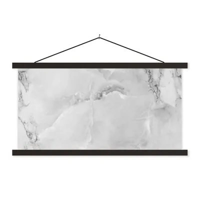 Produktbild von MuchoWow® Textilposter Marmor - Stein - Weiß - Grau - Marmoroptik 150x75 cm mit schwarzem Rahmen - Posterleiste