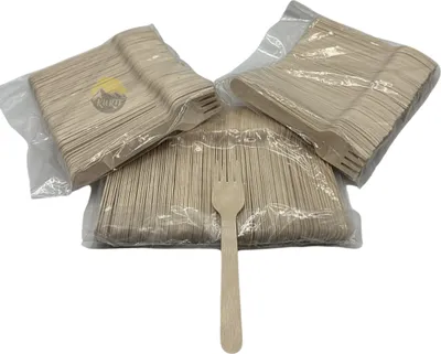 Produktbild von KURTT - 300 Stück Einweg-Holzgabeln - Kuchengabeln - Gabel - 160mm - Holzbesteck - Holzgabel - Besteckset - Bestecksets