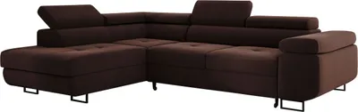 Obrázek produktu pro Rohová sedací souprava MONTANA 202x277 cm, obývací část ve tvaru L, rohová sedací souprava s funkcí spaní a lůžkem, čalouněný roh, sametová sedačka, pohovka - levá hnědá MH29
