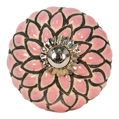 Immagine prodotto di Pomello per porta Clayre & Eef Ø 3 cm Fiore in Vetroceramica rosa