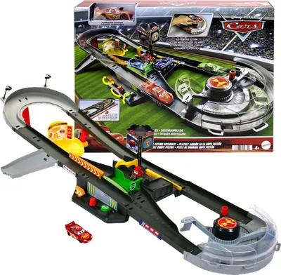 Produktbild von Cars Cars Rennbahn Set Goldener Kolben mit Lightning McQueen HPD81