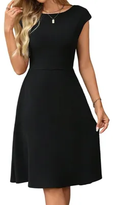 Produktbild von Elegantes, knielanges Midikleid mit kurzen Ärmeln für Damen