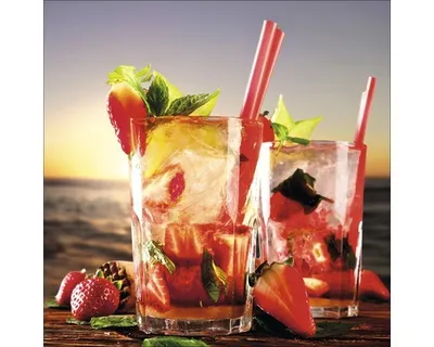 Produktbild von Glasbild Cocktail Strawberry I 30x30 cm