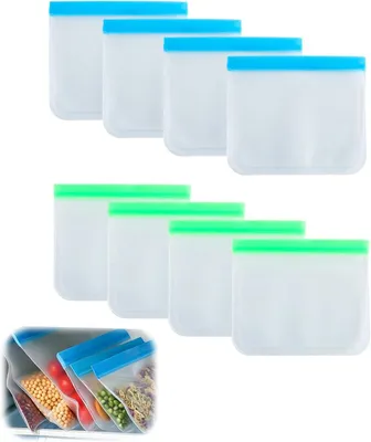 Obrázok produktu pre Opakovane použiteľné vrecká 22 x 18,5 cm, 8 ks, vodotesné, bez BPA, na potraviny