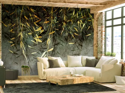 Produktbild von Vlies Fototapete Blätter 400x280 cm Tapeten Wandtapete XXL Pflanzenmotiv wie gemalt b-C-10347-a-a
