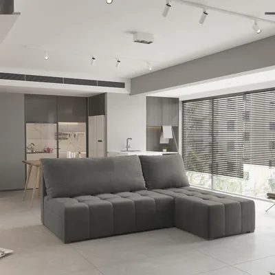 Produktbild von Masseno Ecksofa DOMIRA mit Schlaffunktion L-Form, Sofa mit Bettkasten, Wohnzimmersofa, Couch, Soffa, Bettsofa, Couchgarnitur- Grau, KRONOS 15