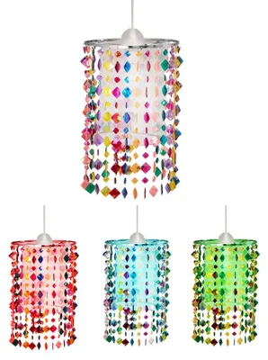 Produktbild von RGB LED Hängeleuchte, Kristalle bunt 22,5 cm