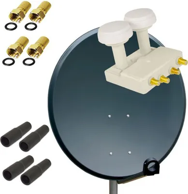 Produktbild von PremiumX SAT Anlage 80cm Antenne Aluminium Quad Monoblock WE F-Stecker