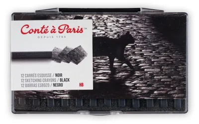 Immagine prodotto di Conté, Paris, 50236, Carré Pierre Noire, confezione da 12 matite – matite da disegno ad alta pigmentazione
