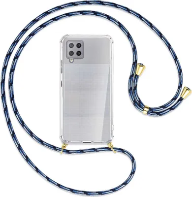 Produktbild von Handykette Backcover-Schutzhülle mit Band (Metall goldfarben) für Samsung Galaxy A42 5G - Blautöne