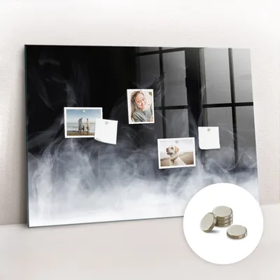 Produktbild von Magnetische Wandtafel aus Glas – Notiztafel mit gebogener Vorderseite – Enthält 5 Magnete – 100x70 cm – Rauchgrau