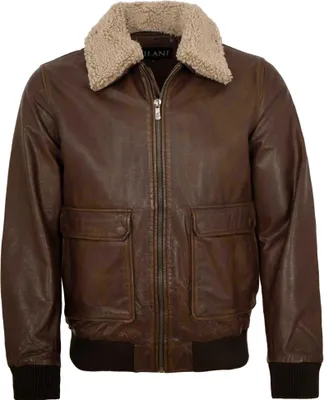 Produktbild von Jilani Collection - Herren Lederjacke Fliegerjacke Kalbleder braun antik : 52