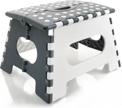 A foldable step stool is shown against a white background.