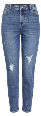 Produktbild von PIECES Damen Pckesia Mom Hw ANK Dest Mb235 Noos Bc Freizeithose, Medium Blue Denim, XL EU