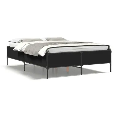 Zdjęcie produktu dla vidaXL Rama łóżka czarna 140x190 cm materiał drewnopochodny i metal