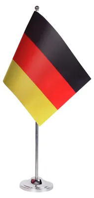 Obrázek produktu pro AZ FLAG – Stolní vlajka Německa, rozměry 22x15 cm, německá hedvábná látka, kovový podstavec