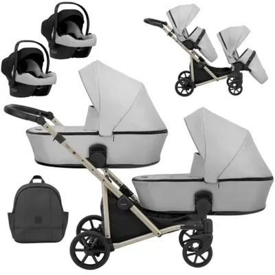 Immagine prodotto di Kunert BRAV DUO 3 in 1 passeggino doppio con 2x seggiolini auto Cosmo in grigio