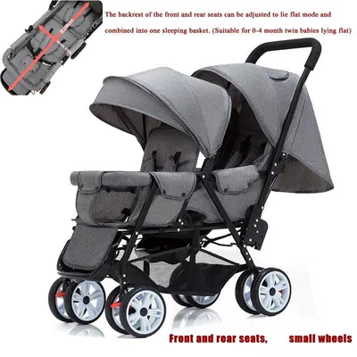 Immagine prodotto di Passeggino doppio - Duo buggy con sedili trasformabili, culle da viaggio e struttura grigia leggera
