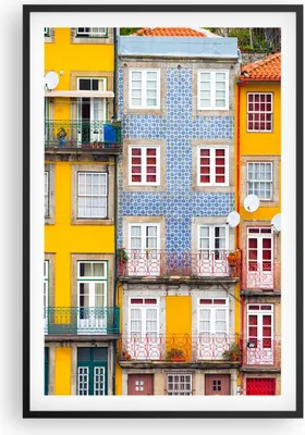 Produktbild von Gerahmtes Poster - Schwarzer Rahmen - Casas Ribeira Porto - 61x91,5 cm - Wand Bild - Wanddeko - Wandbilder - Kunstposter - Wandposter - Bilderrahmen - Bilder - Kunstdruck - Wandbild - P2BPA61x91-4249