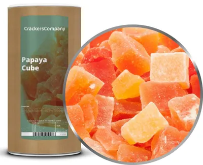 Produktbild von CrackersCompany Papaya-Würfel (Papaya Cube), Membrandose 700 g