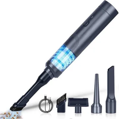 Zdjęcie produktu dla Bezprzewodowy mini odkurzacz ręczny do samochodu - moc 5000 Pa, 90 W, czarny - idealny do samochodu, domu i podróży
