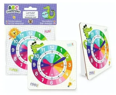 Produktbild von Trendhaus Handelsgesellschaft ABC-5 Lernuhr mit Aufsteller, 2-fach sortiert Diese Lernuhr aus stabiler Pappe macht das Uhrzeit-Lernen kinderleicht! Du 12