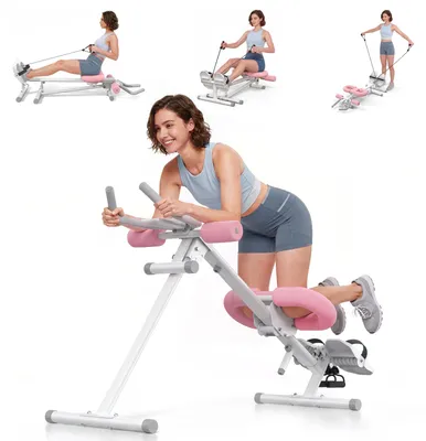 Produktbild von MERACH 4-in-1 Bauchtrainer Rudergerät, faltbar, 2 Trainingswinkel, 6-fach verstellbar, LCD-Display, bis 159 kg
