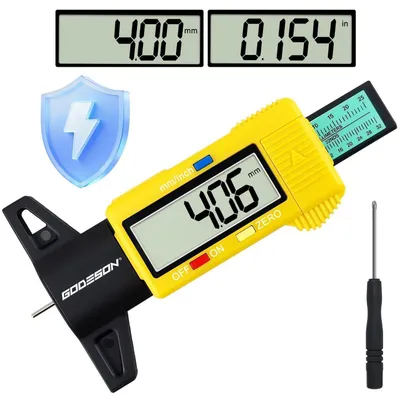 Immagine prodotto di Misuratore digitale di profondità del battistrada, 0-25,4 mm, display LCD, colore giallo