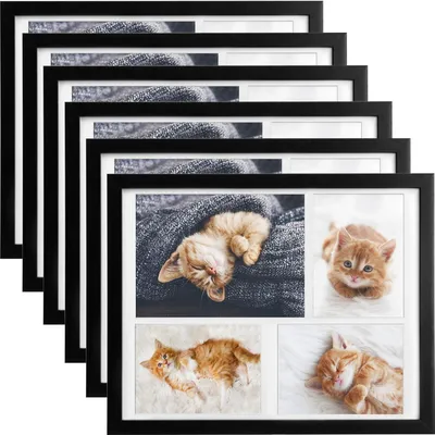 Productafbeelding van Bomoe, 6 fotolijsten, afmetingen 10x15 cm en 15x21 cm, geschikt voor 4 foto's, kleur zwart