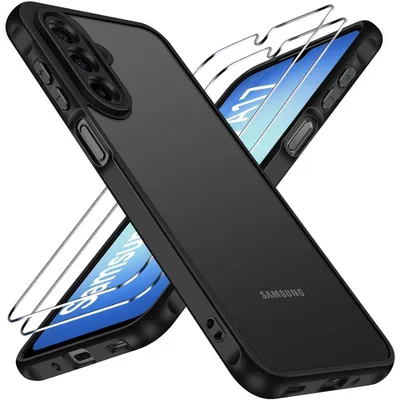Productafbeelding van Beschermhoes met 2x gehard glas voor Samsung Galaxy A17 4G/5G, schokbestendig, mat en doorschijnend, zwart