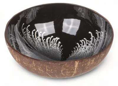 Kokosnussschale, bunt lackiert, 13 x 13 x 6 cm, schwarz