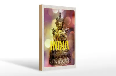Produktbild von Holzschild Reise 20x30cm Indien Skulptur Buddhistische Götwooden