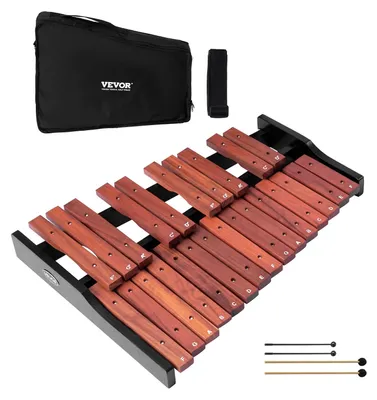 Produktbild von VEVOR Glockenspiel Xylophon, 32 Noten, Professionelles Holz-Xylophon Schlaginstrument, mit höhenverstellbarem Ständer, 4 Schlägel, Tragetasche, Musikinstrumenten-Set für Anfänger für Erwachsene und Kinder, Braun-b, 25 Notizen