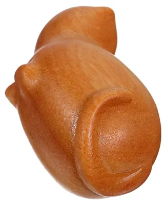 Produktbild von Handgefertigte Katzenfigur aus natürlichem Sandelholz – Runde DIY Katzen-Skulptur als dekoratives Geschenk für Wohnzimmer, Büro und Meditationsraum