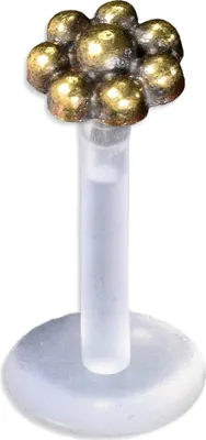 Produktbild von viva-adorno 1,2 x 6mm Labret Stecker Lippenpiercing Tragus Piercing Bioflex Messing Vintage Antik Style Blume Blüte Z512.D1