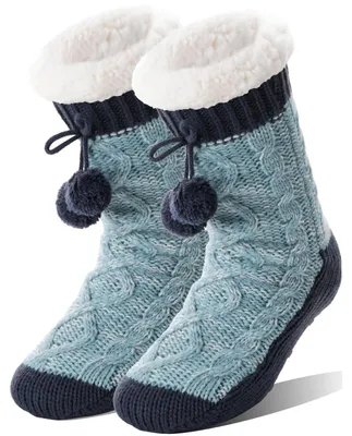Produktbild von Damen Kuschelsocken Stoppersocken Warm Rutschfest Dick Flauschig Blau Einheitsgröße EU 37-43