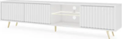 Obrázek produktu pro Selsey TV dolní skříňka Bello bílá s bílým LED osvětlením lamelová přední část zlaté nožičky šířka 175 cm