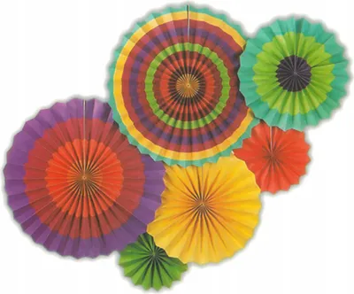 Produktbild von Papier Rosetten Deko Set 6 Stück - Elegante Hängedeko für Hochzeit & Party - Papierfächer