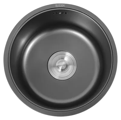 Productafbeelding van Keukenbladspoelbak Rond Zwart - 36x19 cm - 304 RVS - Topmount Spoelbak