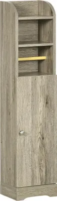 Image de Armoire de salle de bain - Rangement - Tablette réglable - Porte-papier toilette - 23 x 18 x 100 cm - à monter soi-même