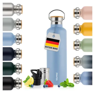 Obrázek produktu pro Blumtal termoska 1L - dvoustěnná láhev na pití z nerezové oceli 1L - izolovaná láhev 1L bez BPA - láhev na pití z nerezové oceli - láhev na čaj - láhev na pití termo - sportovní láhev 1000ml