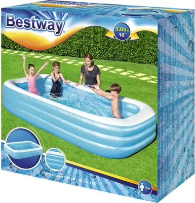 Imagen del producto de Piscina familiar Bestway®, 305 x 183 x 56 cm, azul claro, de forma rectangular