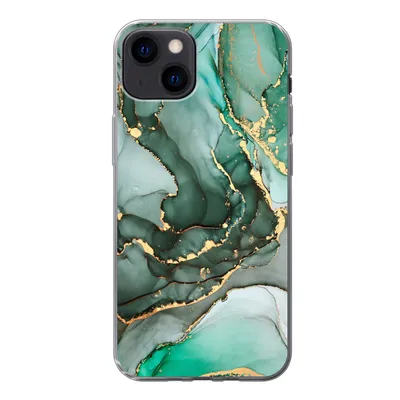 Produktbild von MuchoWow® Handyhülle Schutzhülle Hülle für iPhone 13 Gold - Marmor - Grün - Luxus - Marmoroptik - Grau Silikon Softcase Handy Hülle - Karteninhaber