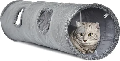 Produktbild von Katzentunnel große Katzen Rascheltunnel Spieltunnel Katzenröhre Katzenspielzeug für alle Katzen Kaninchen Welpen grau