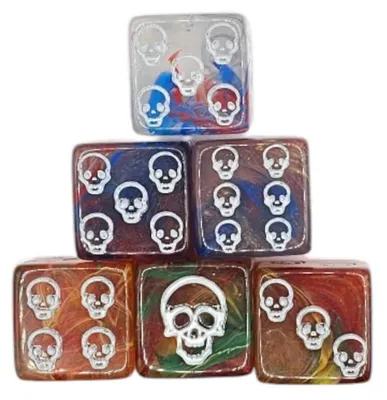 Produktbild von Würfelset D6: Skull Mix (12) Blau/ Orange