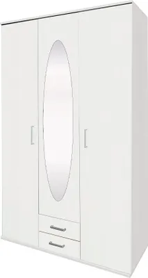 Produktbild von Kleiderschrank Drehtürenschrank mit Spiegel - weiß 120 cm 3-türig - POWER - Die Möbelfundgrube