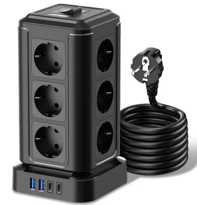 Obrázek produktu pro Zásuvková lišta s nabíječkou USB-C, 12 zásuvek