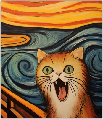 Produktbild von Wallario Herdabdeckplatte aus Glas, Größe 52 x 60 cm 1-teilig, Motiv Der Schrei der Katze